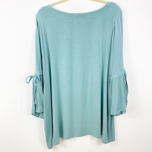 WHBM Tie Bell Sleeve Knit Jersey Teal Size 3X - Picture 2 of 9